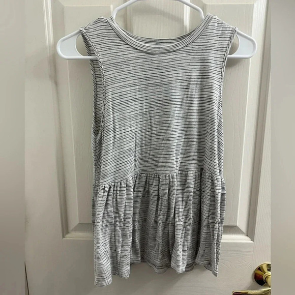 Moa Moa Stripped Peplum Scoop Neck Tank - Picture 1 of 4